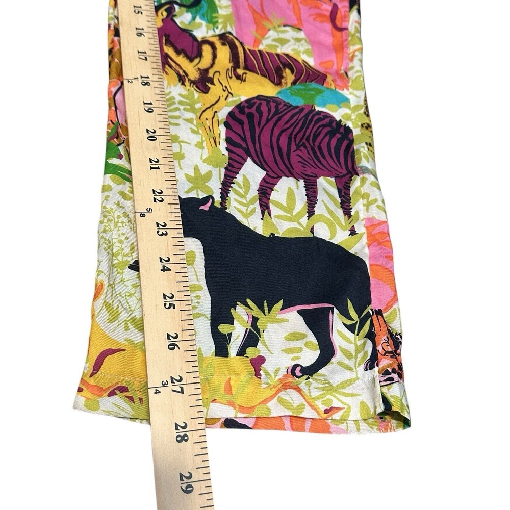 J Crew Pants Size 2 Drapey Wide Leg Ratti Safari Printed Soft Tropical‎ #QR6-5 - Picture 7 of 8